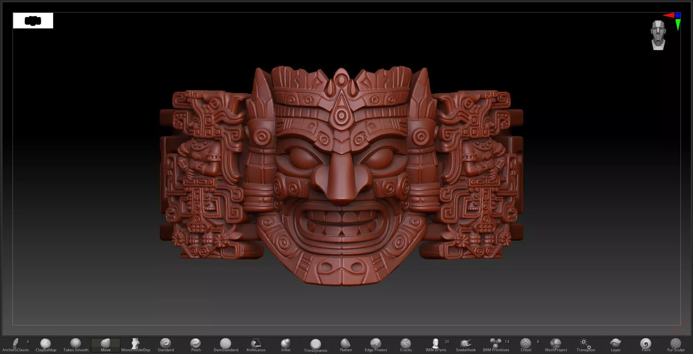 Aztec Warrior Ornamental Mask Pattern Band 3D print model_14