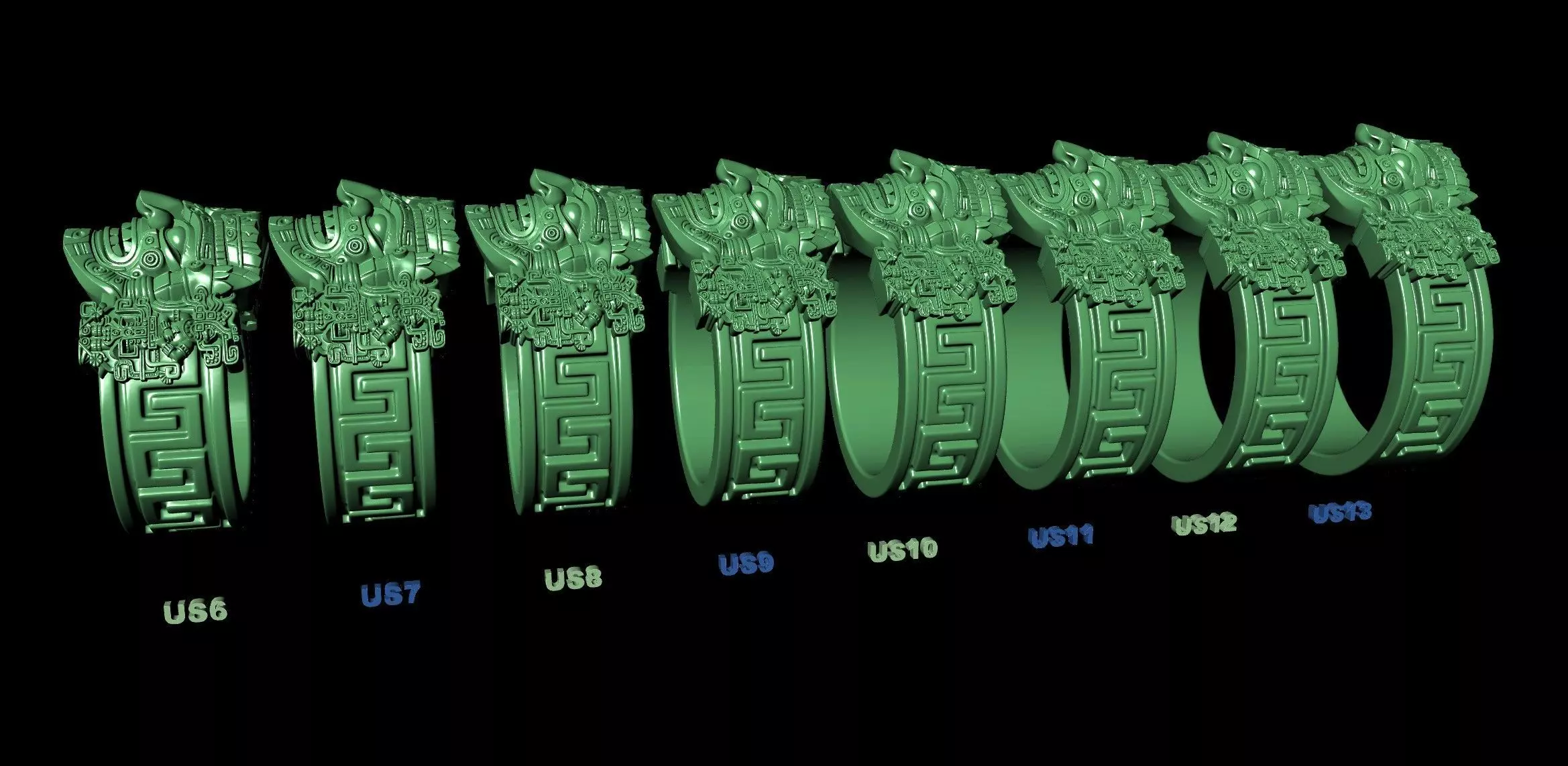 Aztec Warrior Ornamental Mask Pattern Band 3D print model_8