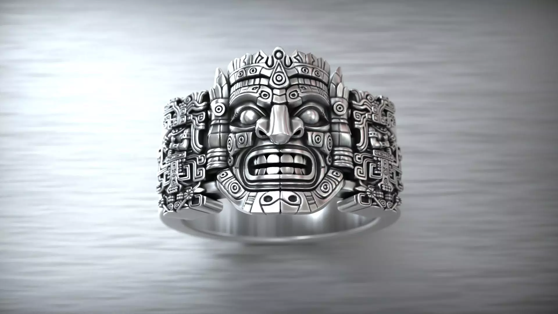 Aztec Warrior Ornamental Mask Pattern Band 3D print model_7