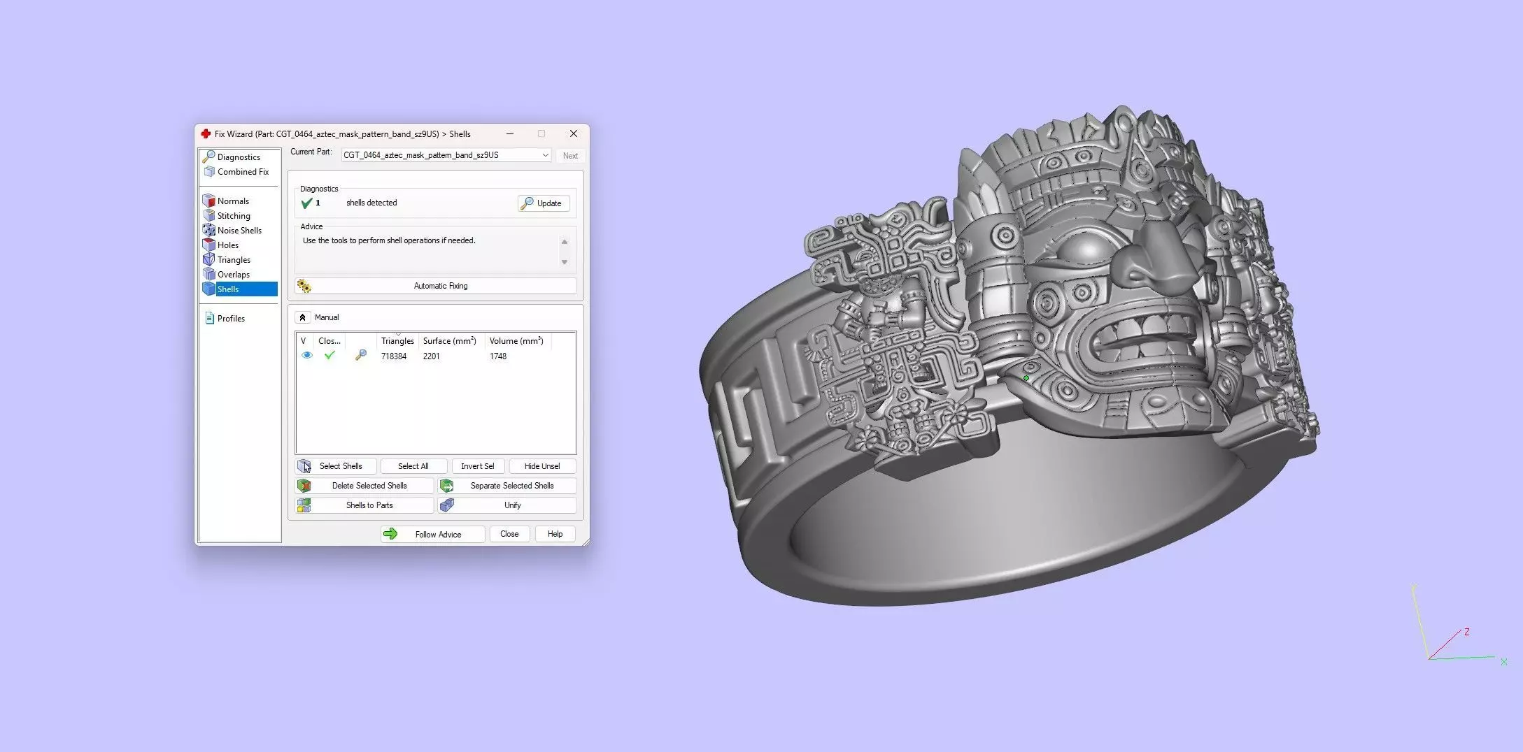 Aztec Warrior Ornamental Mask Pattern Band 3D print model_13