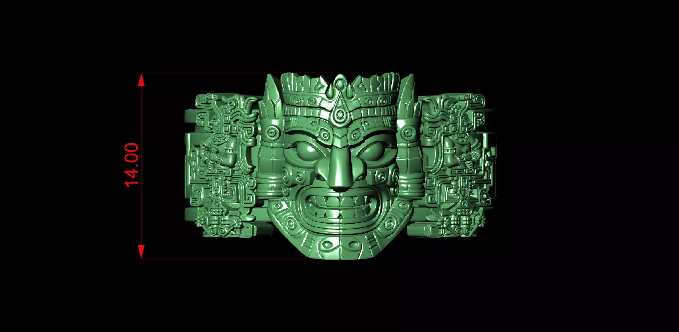Aztec Warrior Ornamental Mask Pattern Band 3D print model_9