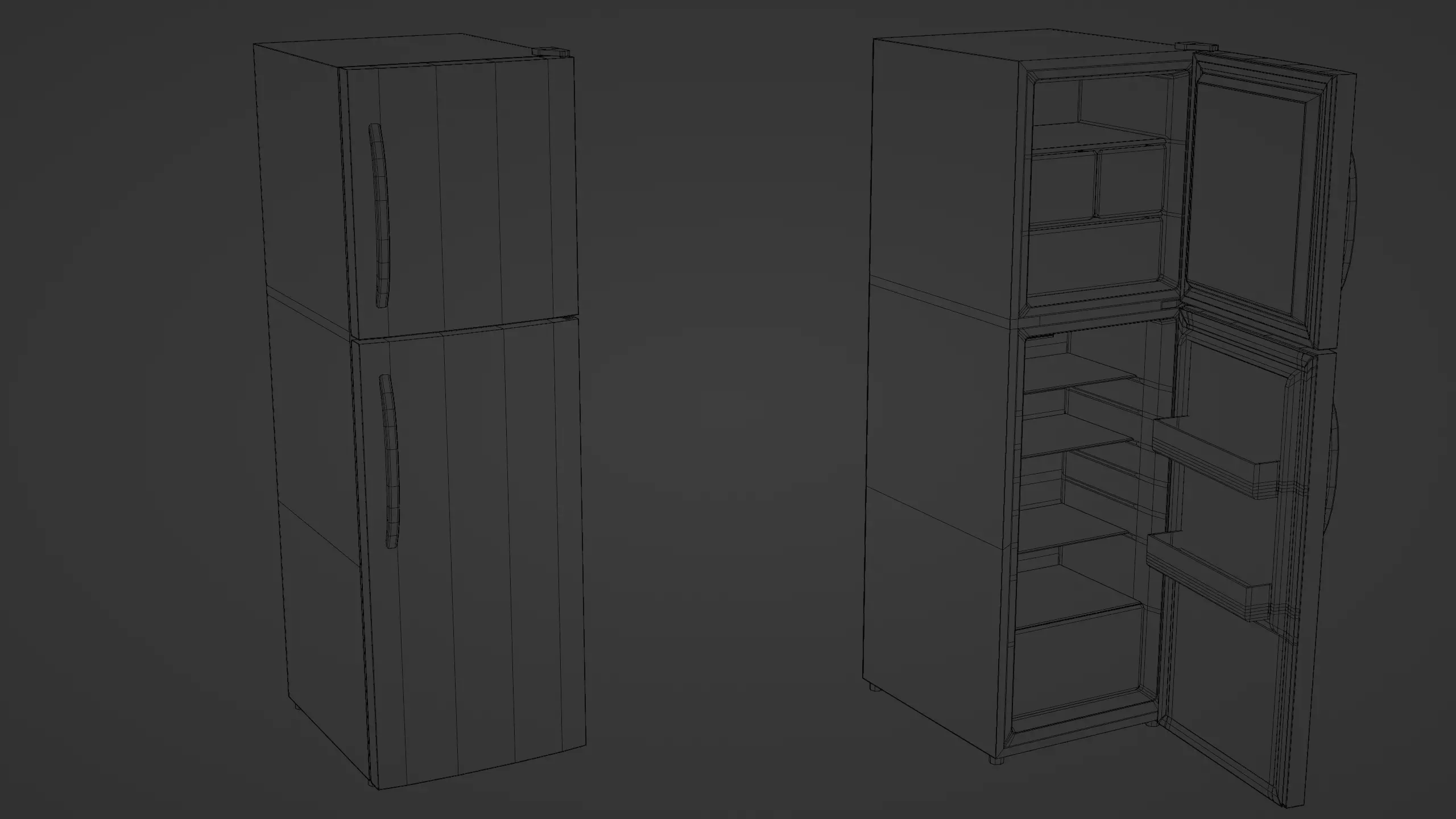 Low Poly Refrigerator Low-poly 3D model_9