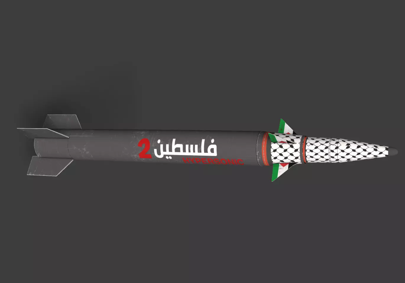 Palestine-2 Hypersonic missile Low-poly 3D model_1