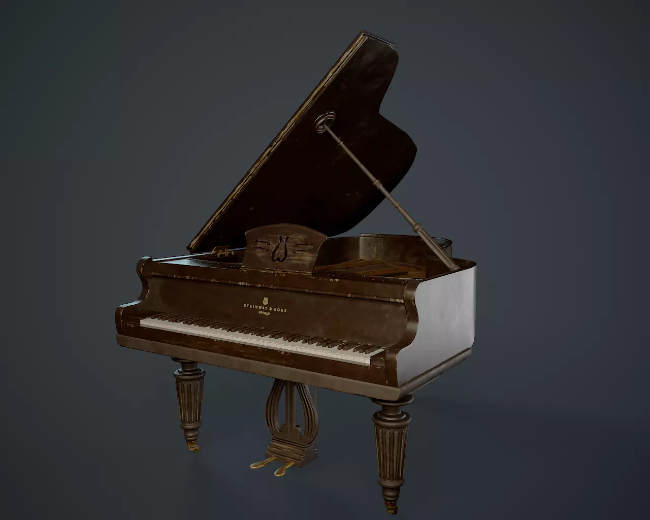 Old Piano Low-poly 3D model