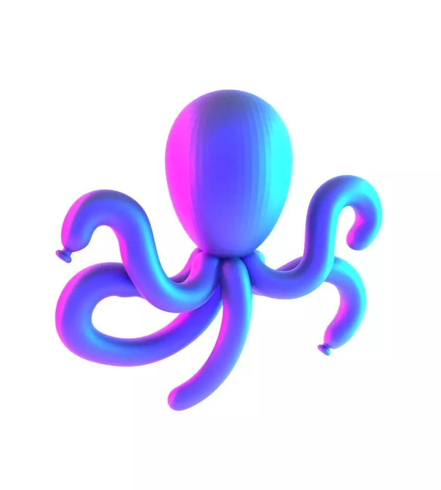 Purple Octopus Balloon Decoration Props Second Life toy 3D print model_21