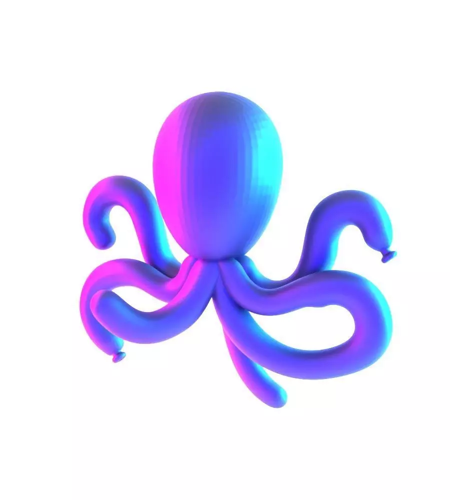 Purple Octopus Balloon Decoration Props Second Life toy 3D print model_13