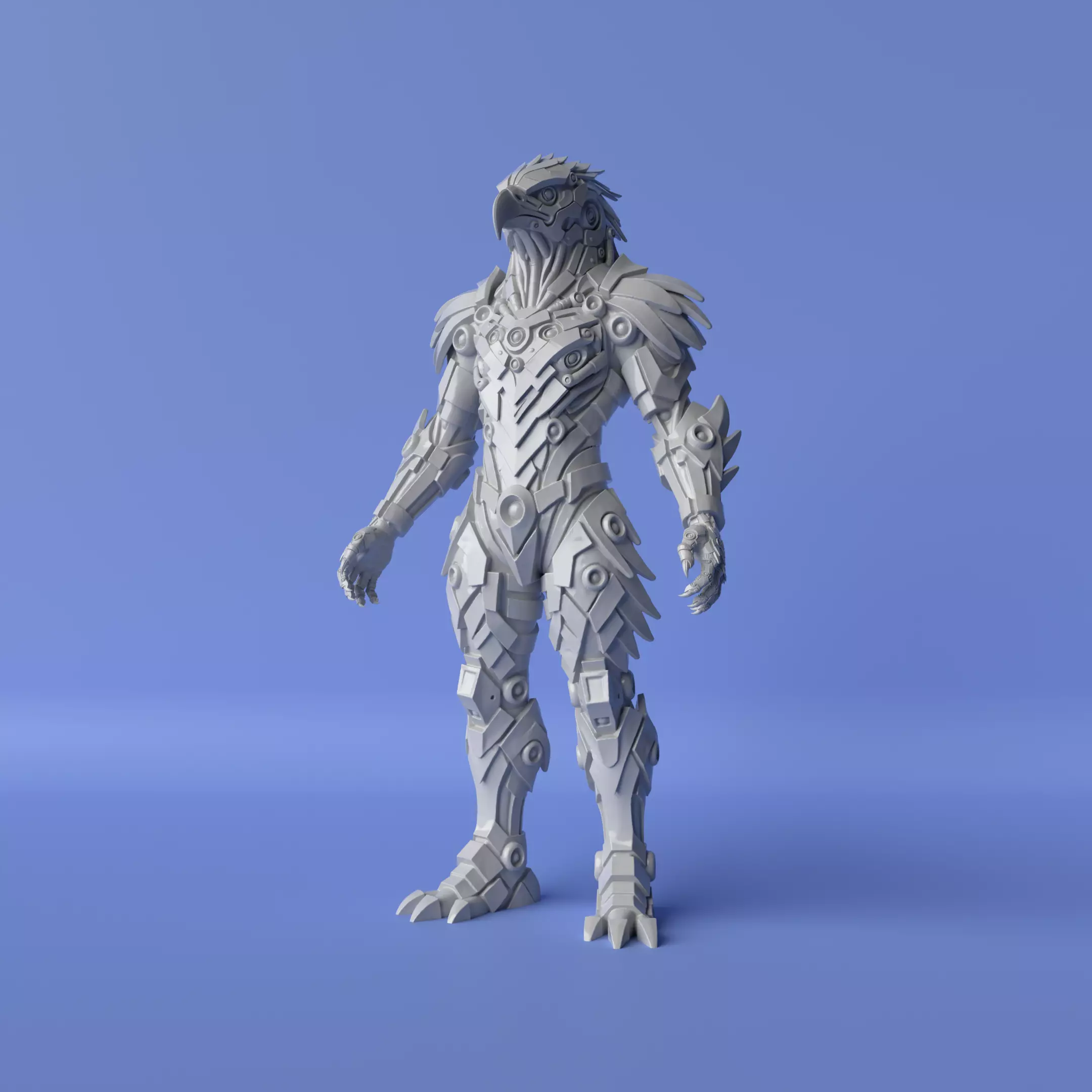 Cyberpunk Eagle Full Body STL Sculpture for 3D Printing 3D print model