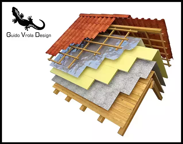 Insulated roof exploded view 3D model