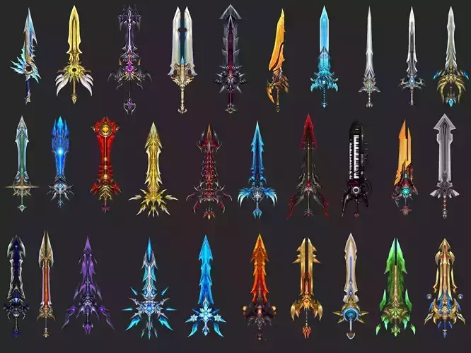 Pack With 30 Fantasy Swords - Part 12 Low-poly 3D model