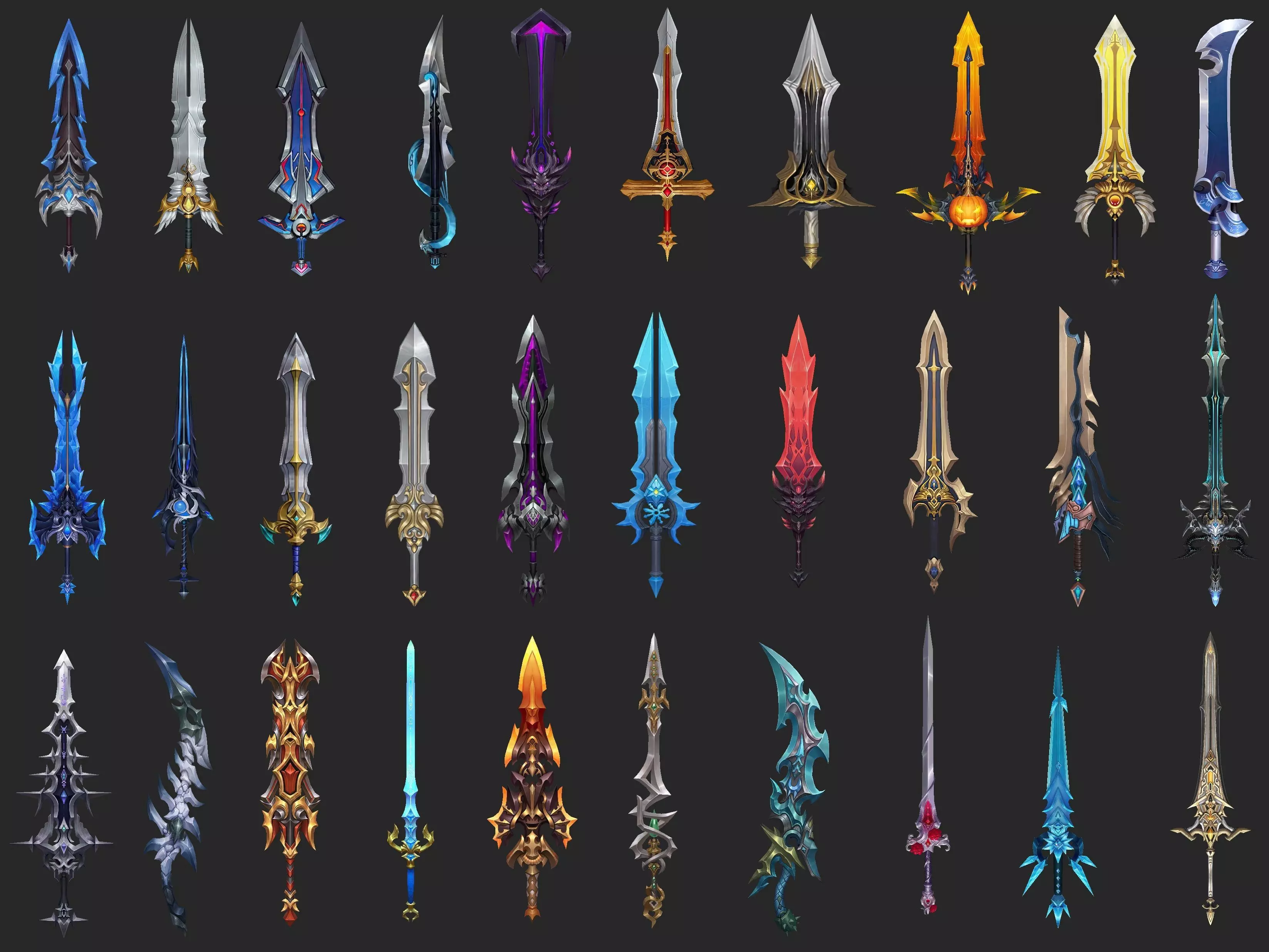 Pack With 30 Fantasy Swords - Part 11 Low-poly 3D model_0