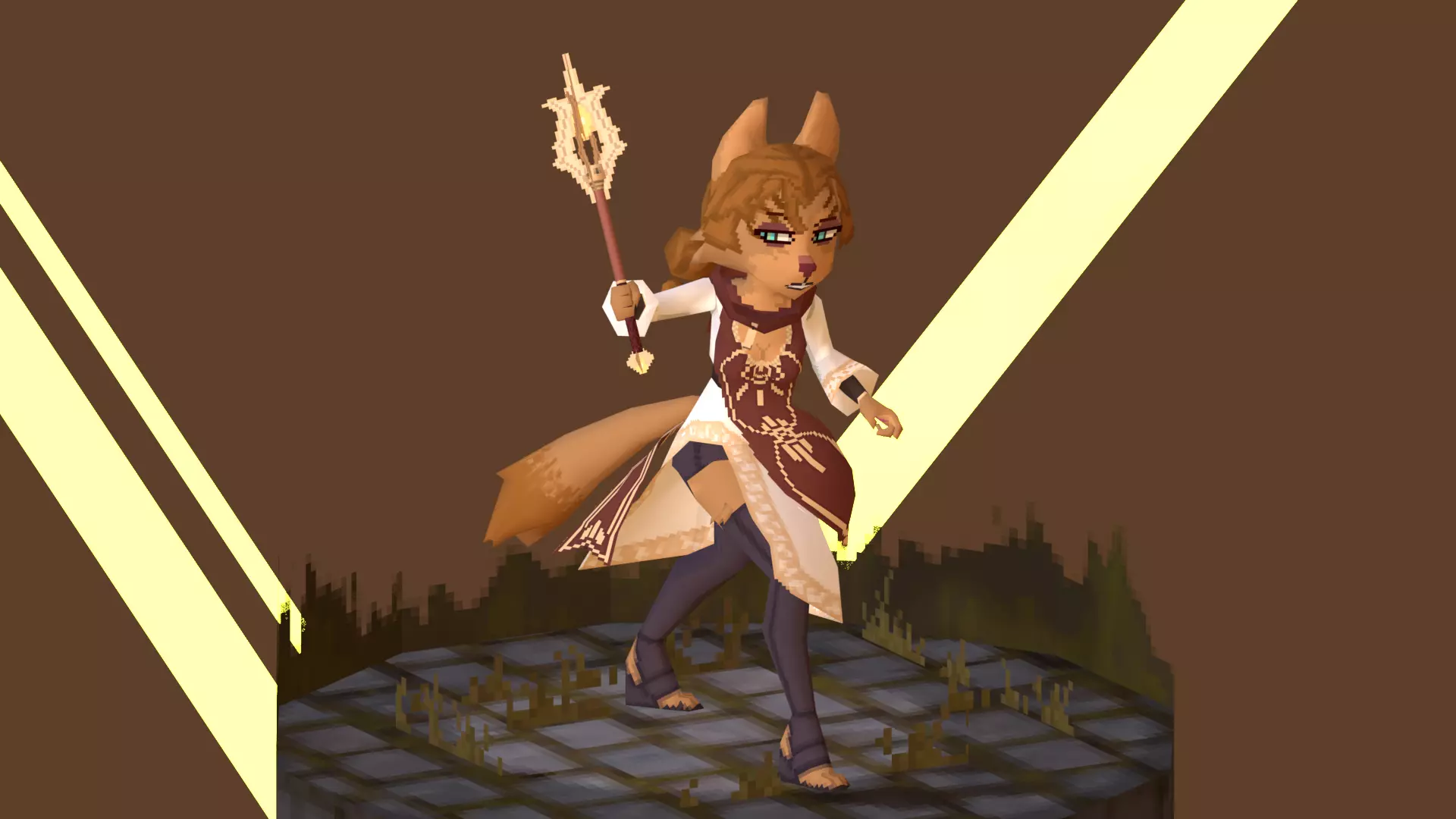 3D Lowpoly style furry character - Fevronia The Cleric Low-poly 3D model_2