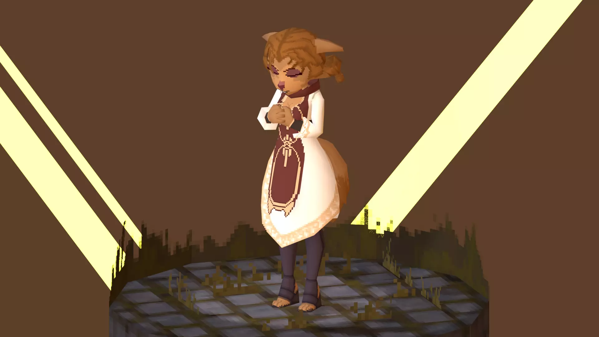 3D Lowpoly style furry character - Fevronia The Cleric Low-poly 3D model_3