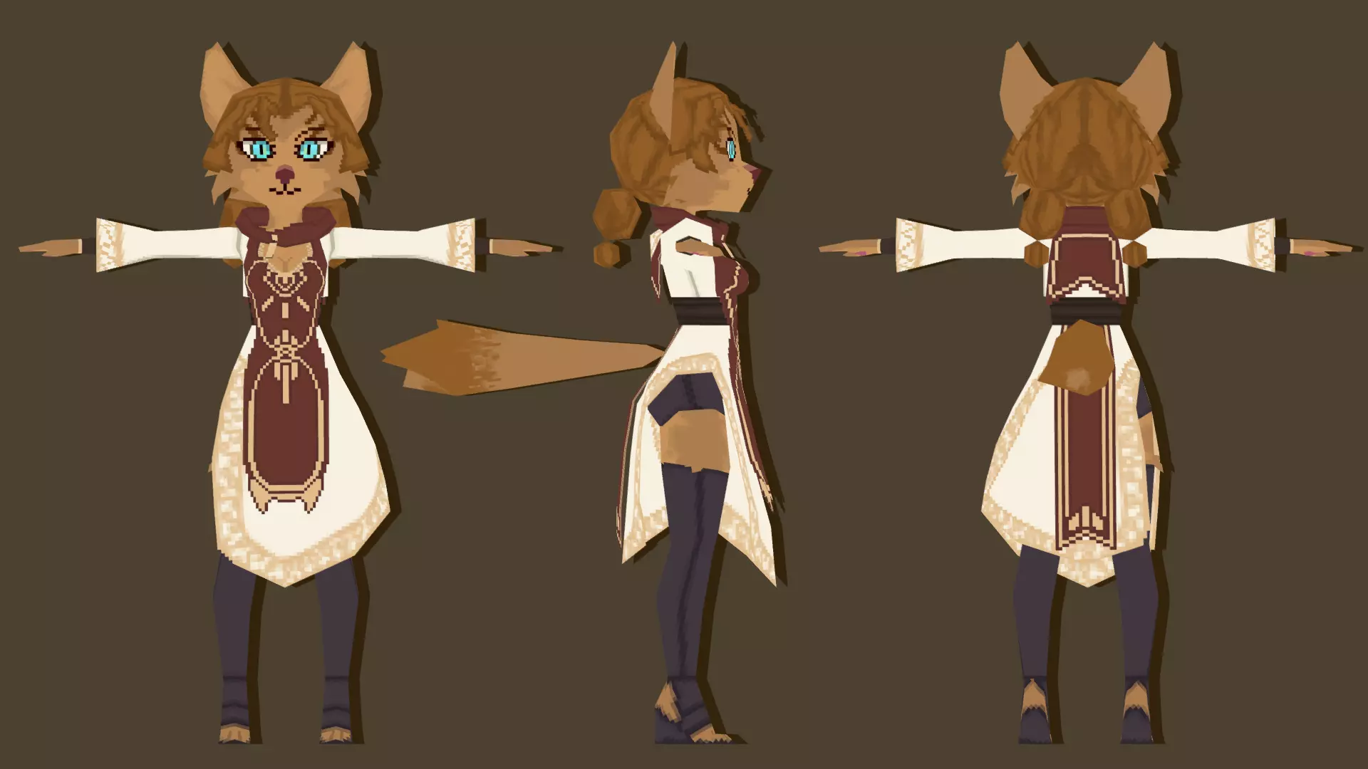 3D Lowpoly style furry character - Fevronia The Cleric Low-poly 3D model_6