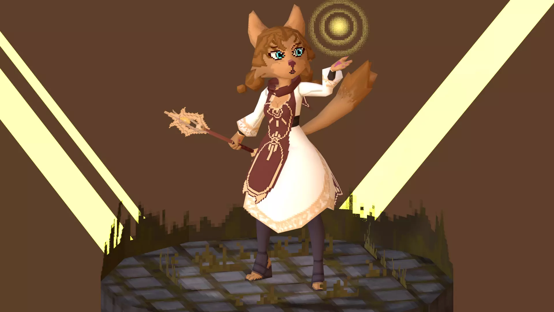 3D Lowpoly style furry character - Fevronia The Cleric Low-poly 3D model_1