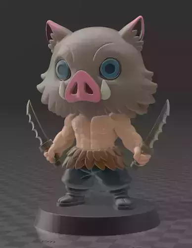 Inosuke Hashibira de Demon Slayer Kimetsu no Yaiba chibi