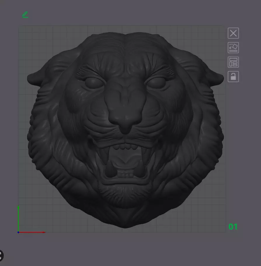 Wall-mounted tiger head sculpture 3D print model