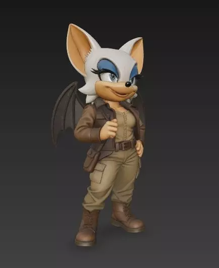 Rouge the Bat Indiana Jones Style 3D Collectible Figure 3D print model_9