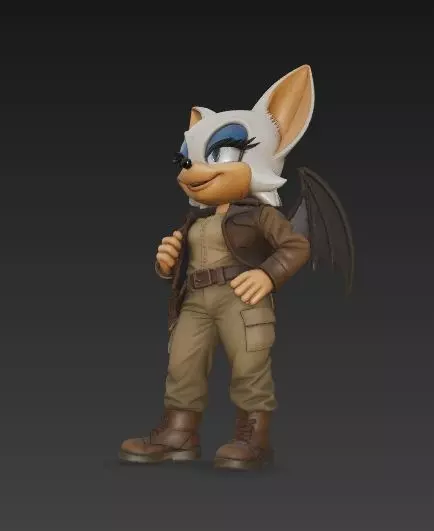 Rouge the Bat Indiana Jones Style 3D Collectible Figure 3D print model_1