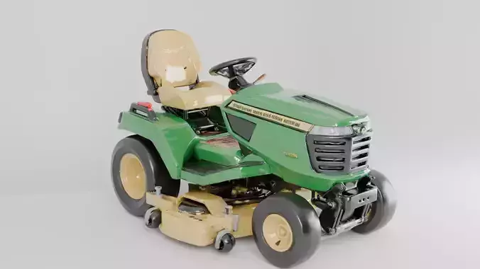 Green Lawn Grass Tractor 3D Model