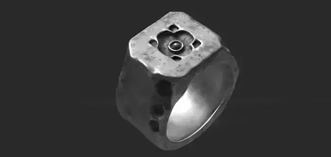 Floragon Rustic Silver Signet Ring 