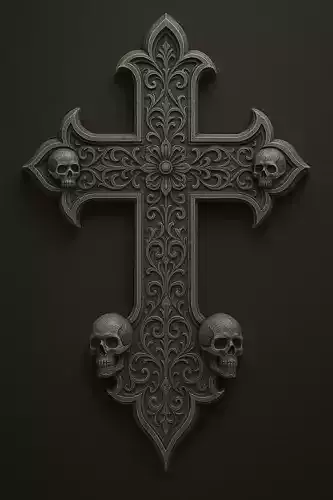 Cruz gotica calaveras