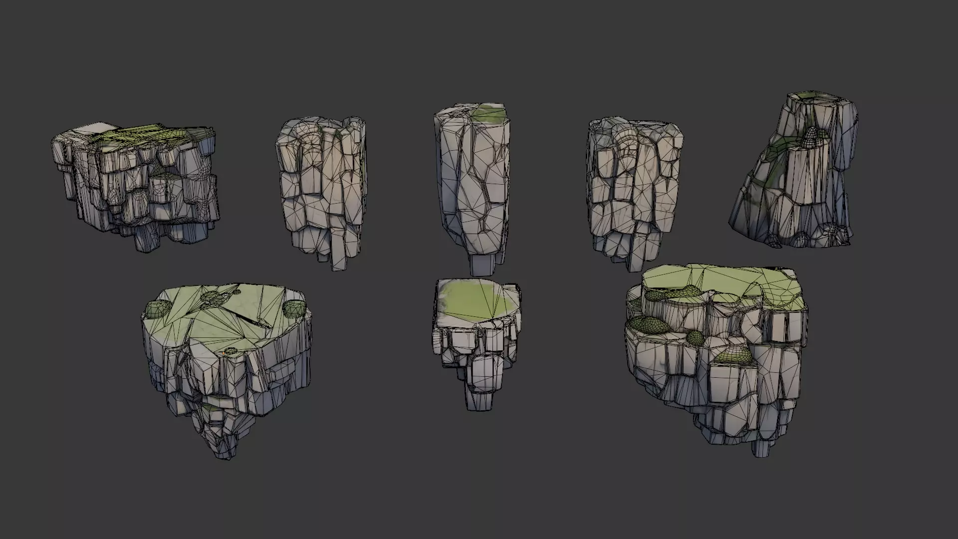 Stylized Rock Cliff Packs 01 Low-poly 3D model_2