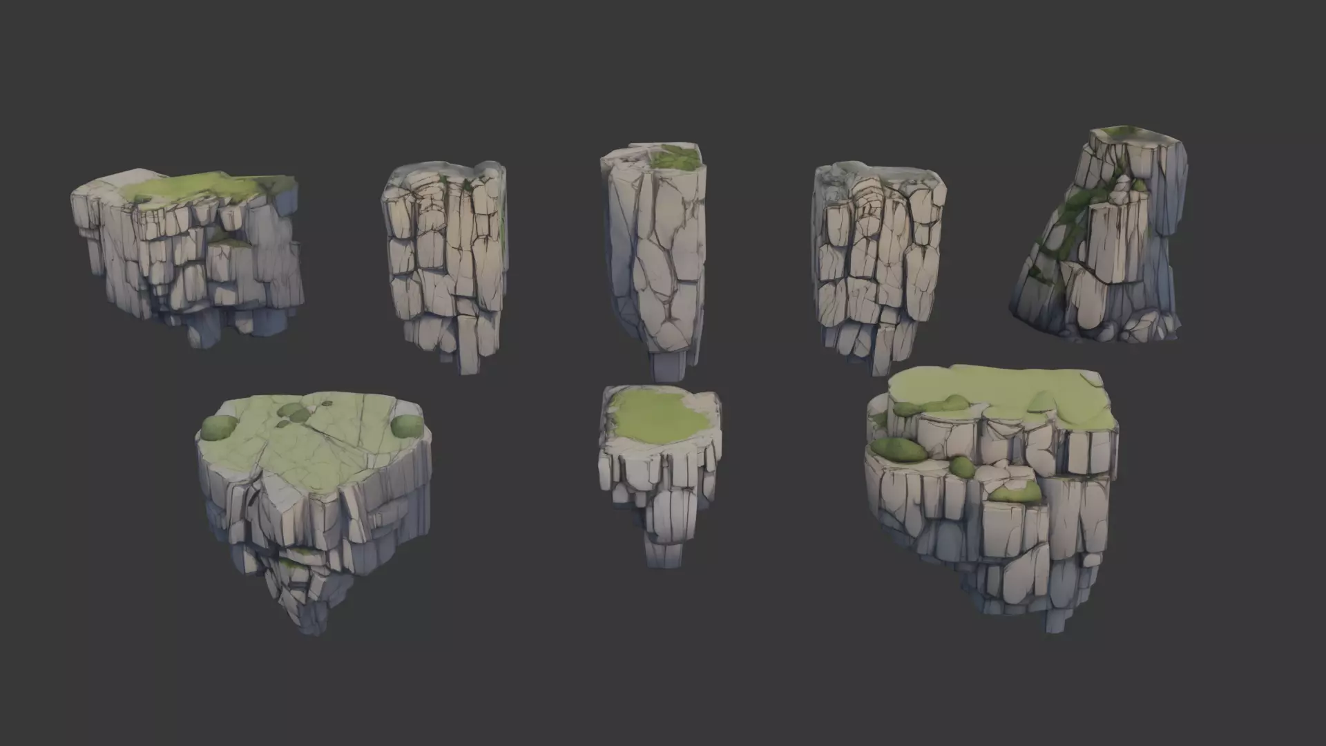 Stylized Rock Cliff Packs 01 Low-poly 3D model_1