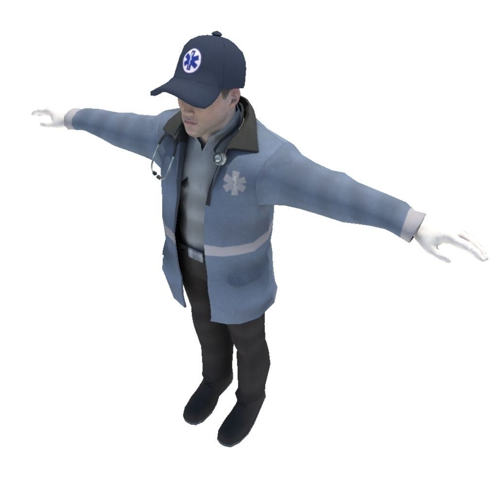 Emergency Medical Technician EMT Low-poly 3D model_0
