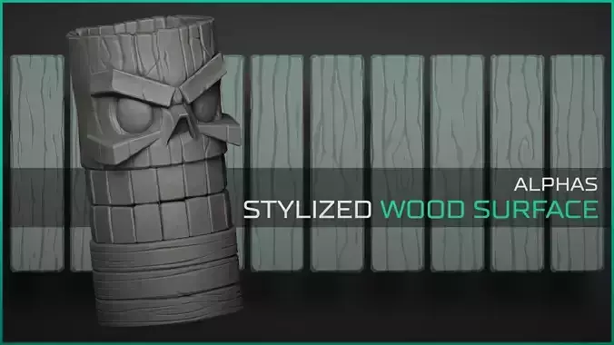 Stylized Wood Surface - 15 ZBrush Alphas
