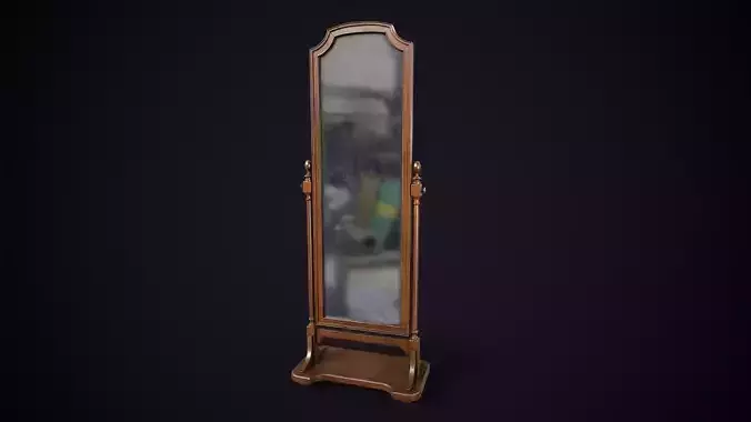 Vintage standing mirror Low-poly 3D model