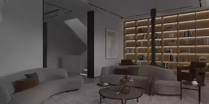 Living room and dining room 3D model