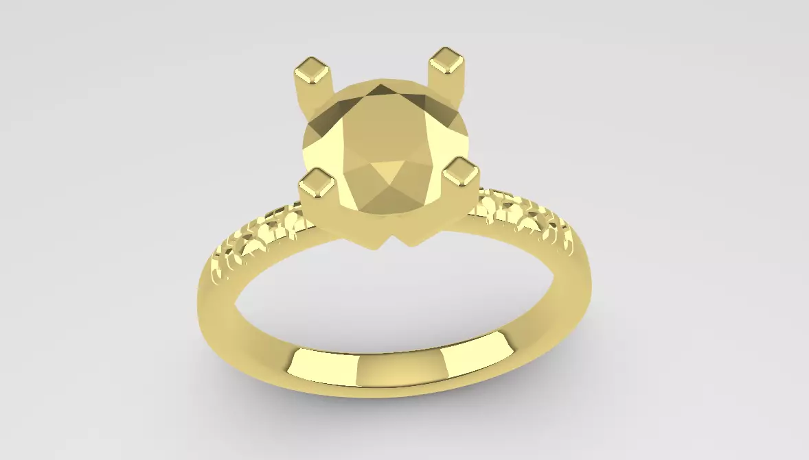 4 Prong Diamond Engagement Ring 3D print model_5