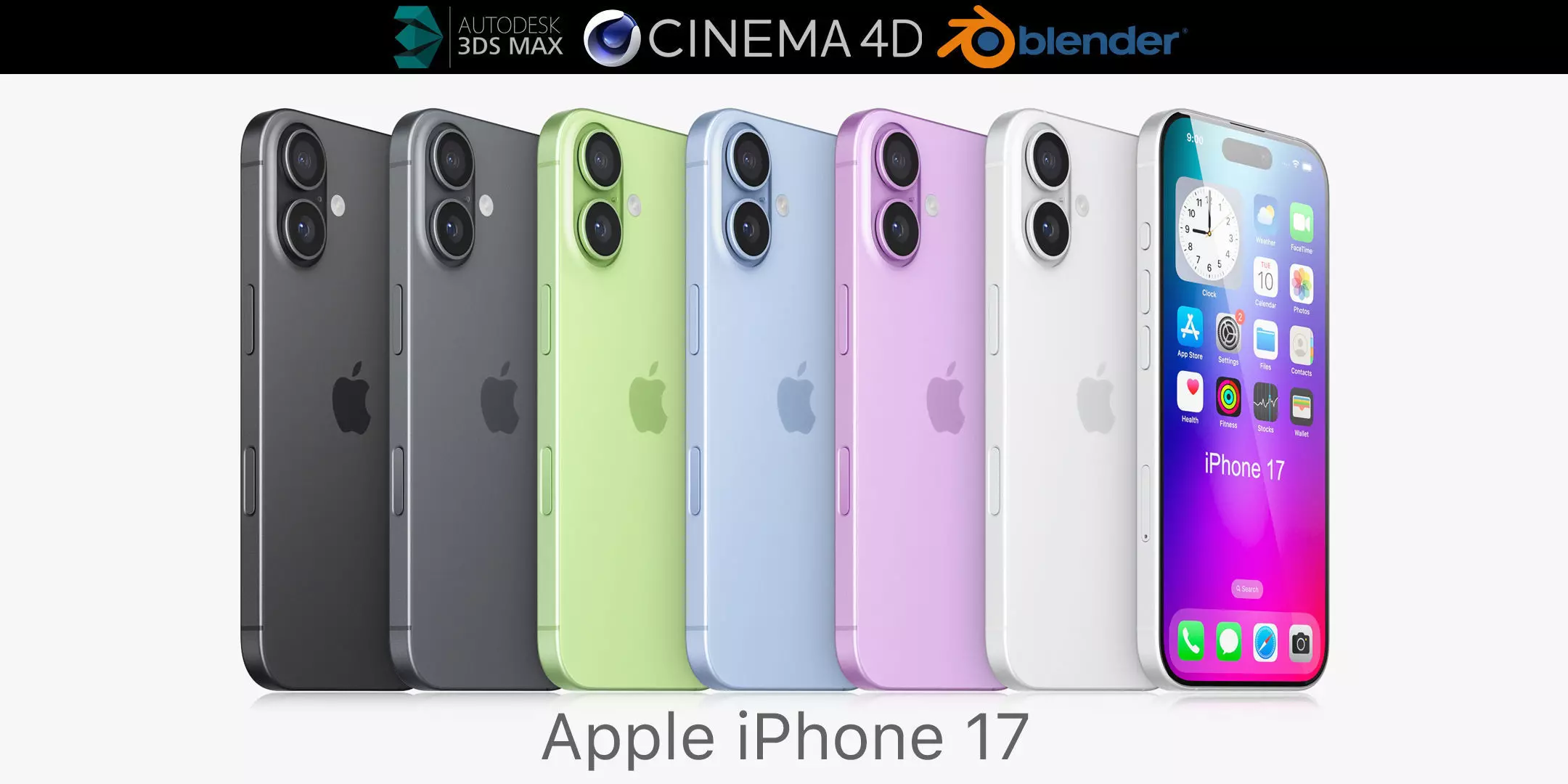 Apple iPhone 17 v2 All colors 3D model
