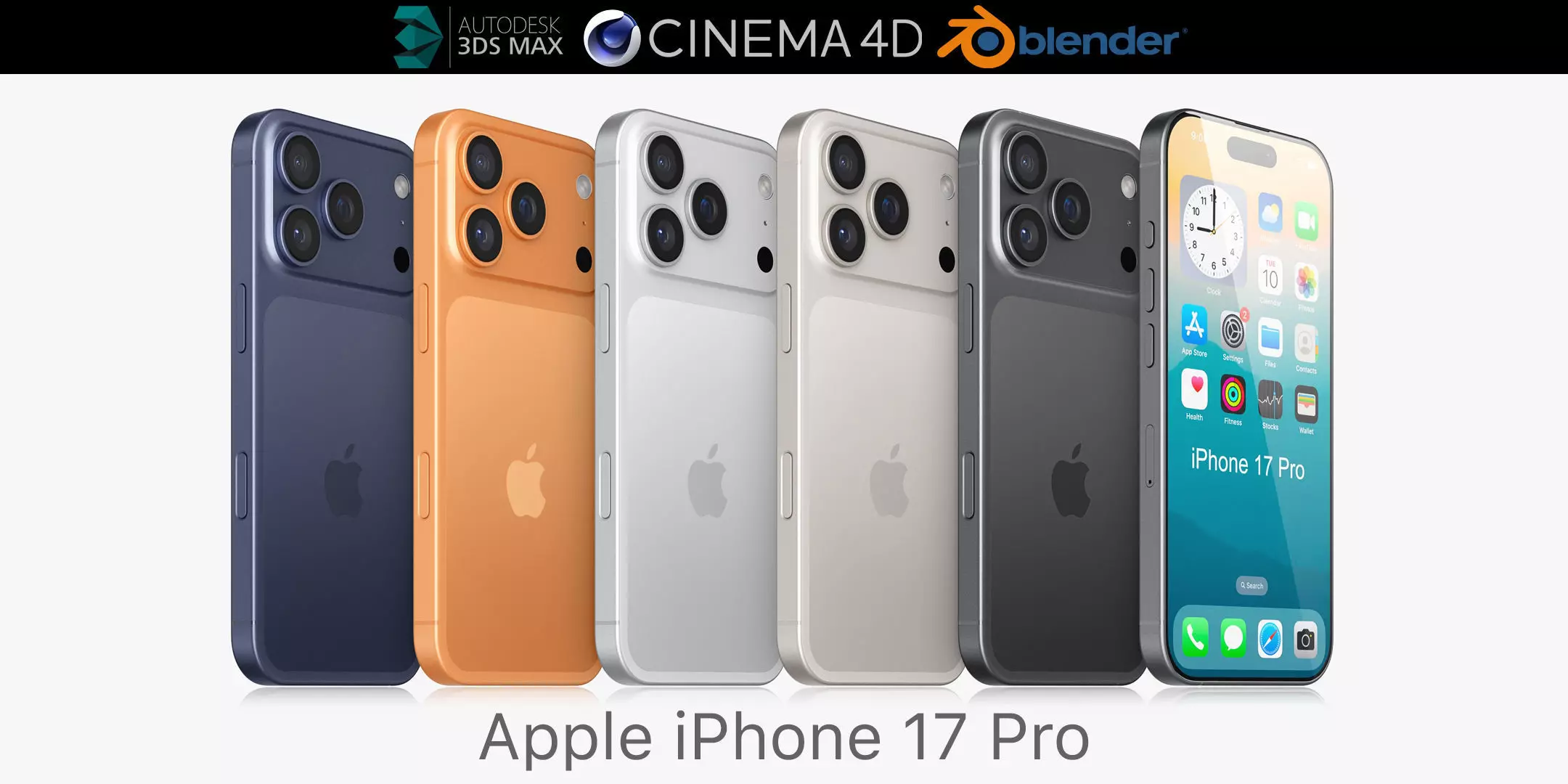 Apple iPhone 17 pro v2 All colors 3D model_0