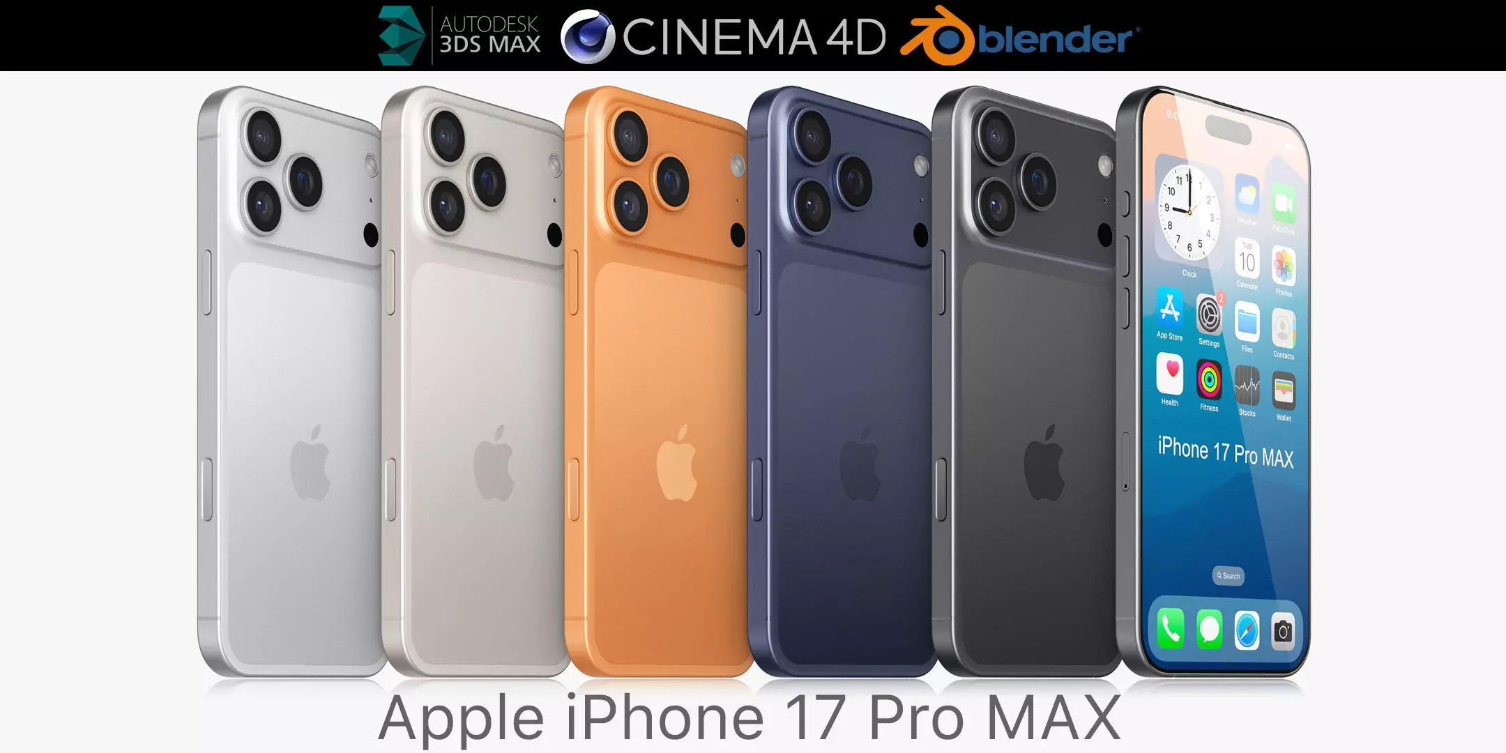 Apple iPhone 17 pro MAX v2 All colors 3D model_0