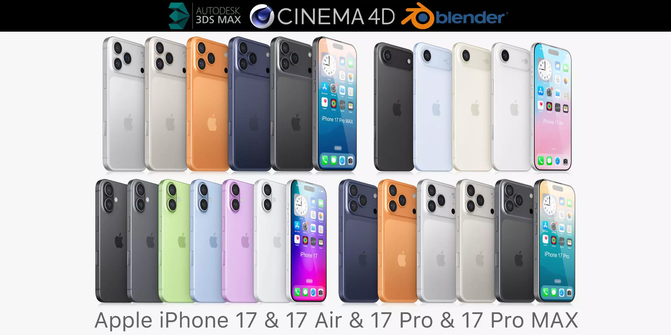 Apple iPhone 17 collection v2 All colors 3D model_0