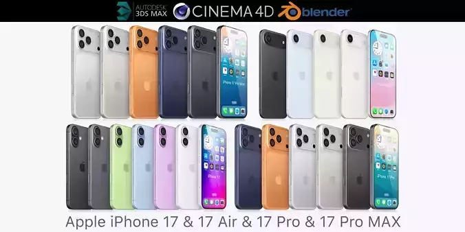 Apple iPhone 17 collection v2 All colors 3D model