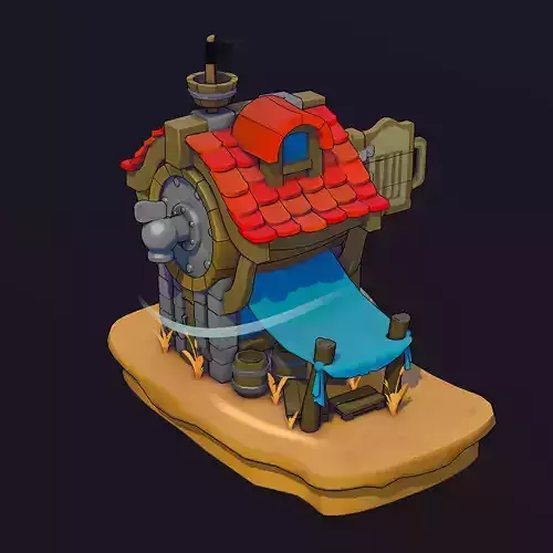 stylized tavern Low-poly 3D model