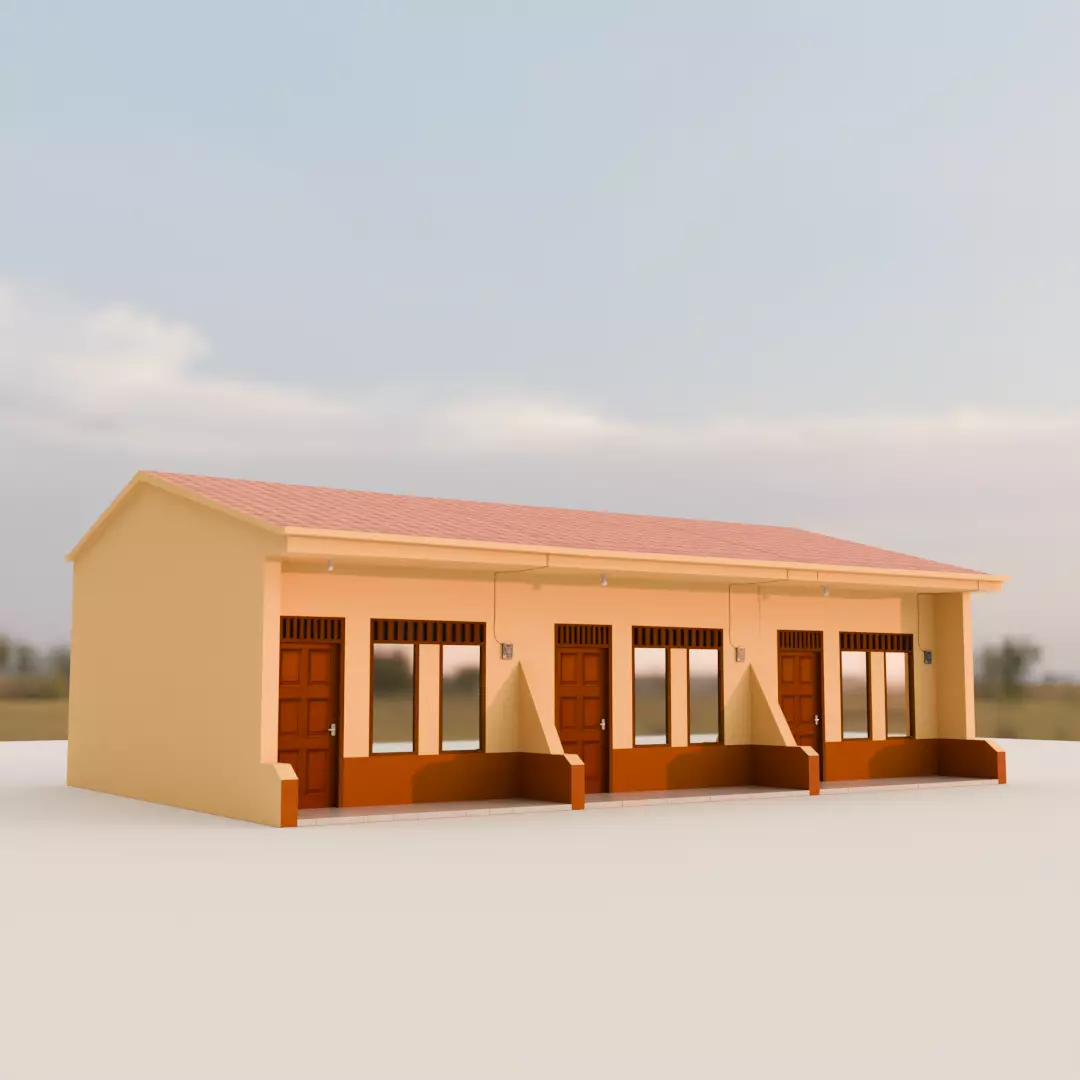 Simple House Kontrakan Low Poly 3D Low-poly 3D model_1
