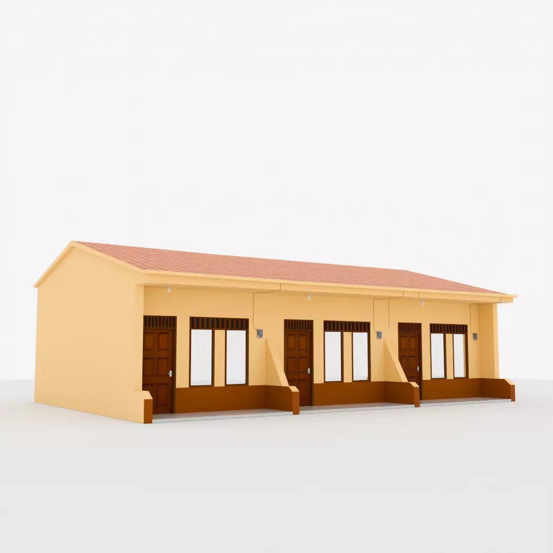 Simple House Kontrakan Low Poly 3D Low-poly 3D model_0