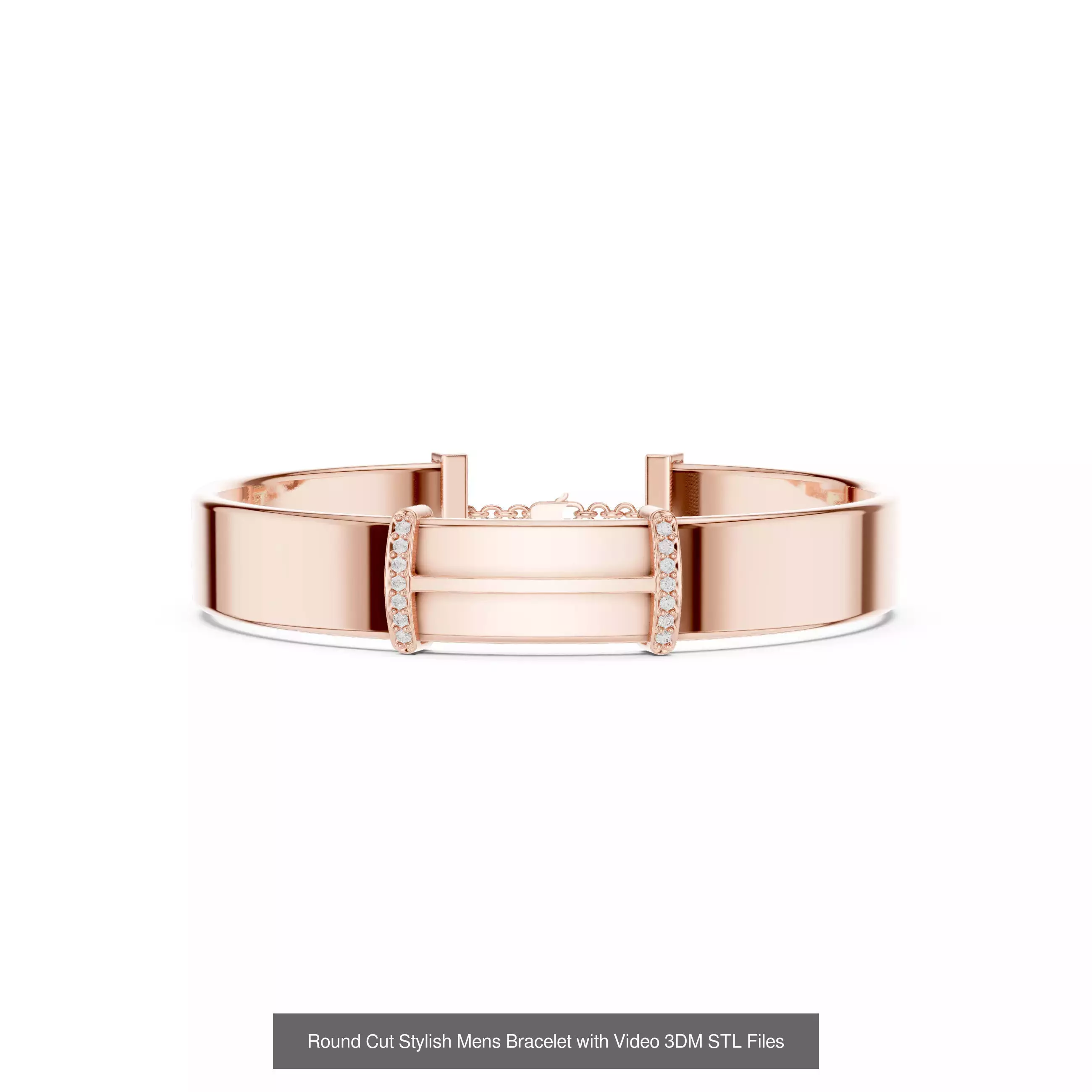 Men Diamond Bracelet with 3DM STL Files and 3 Color Render Video 3D Model Collection_4