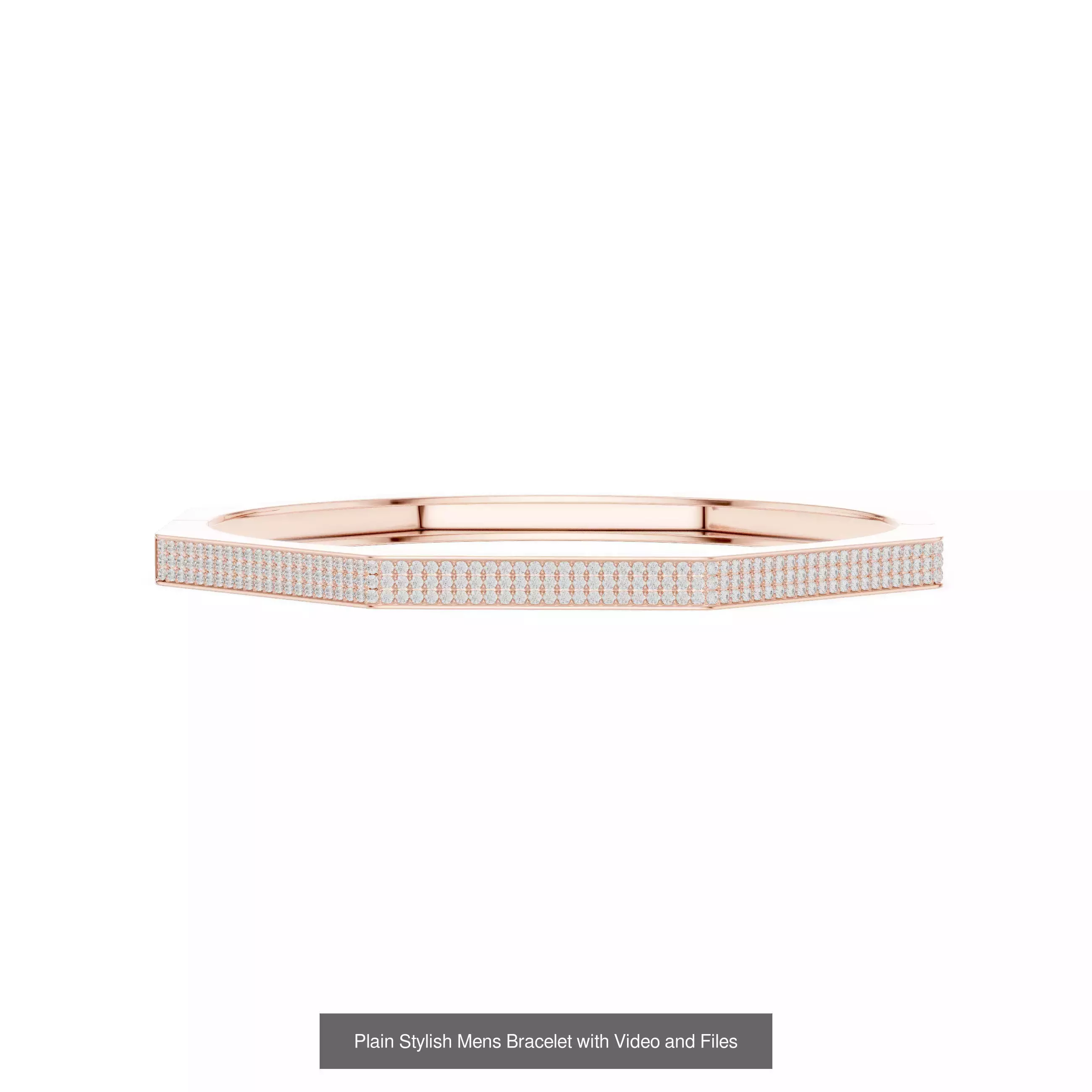 Men Diamond Bracelet with 3DM STL Files and 3 Color Render Video 3D Model Collection_10