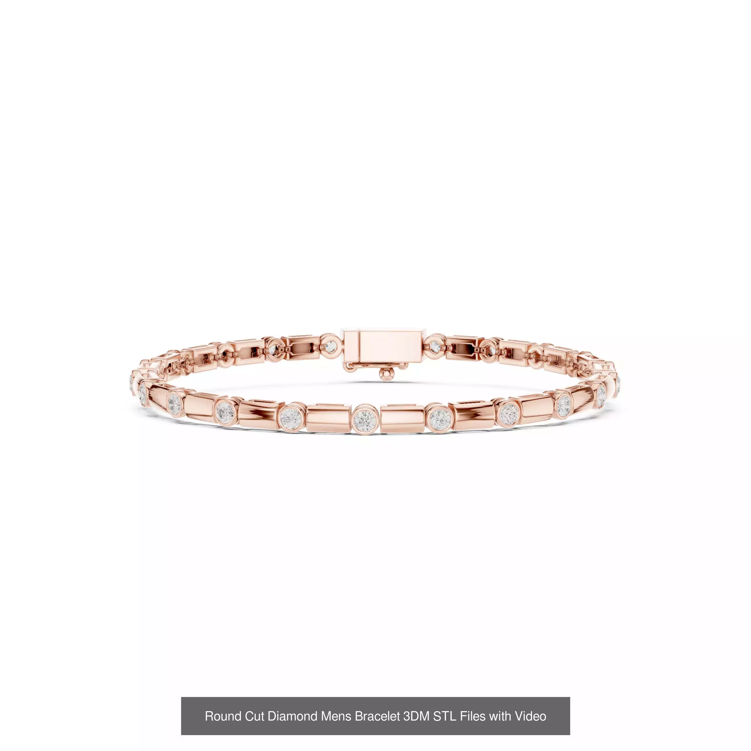 Men Diamond Bracelet with 3DM STL Files and 3 Color Render Video 3D Model Collection_2