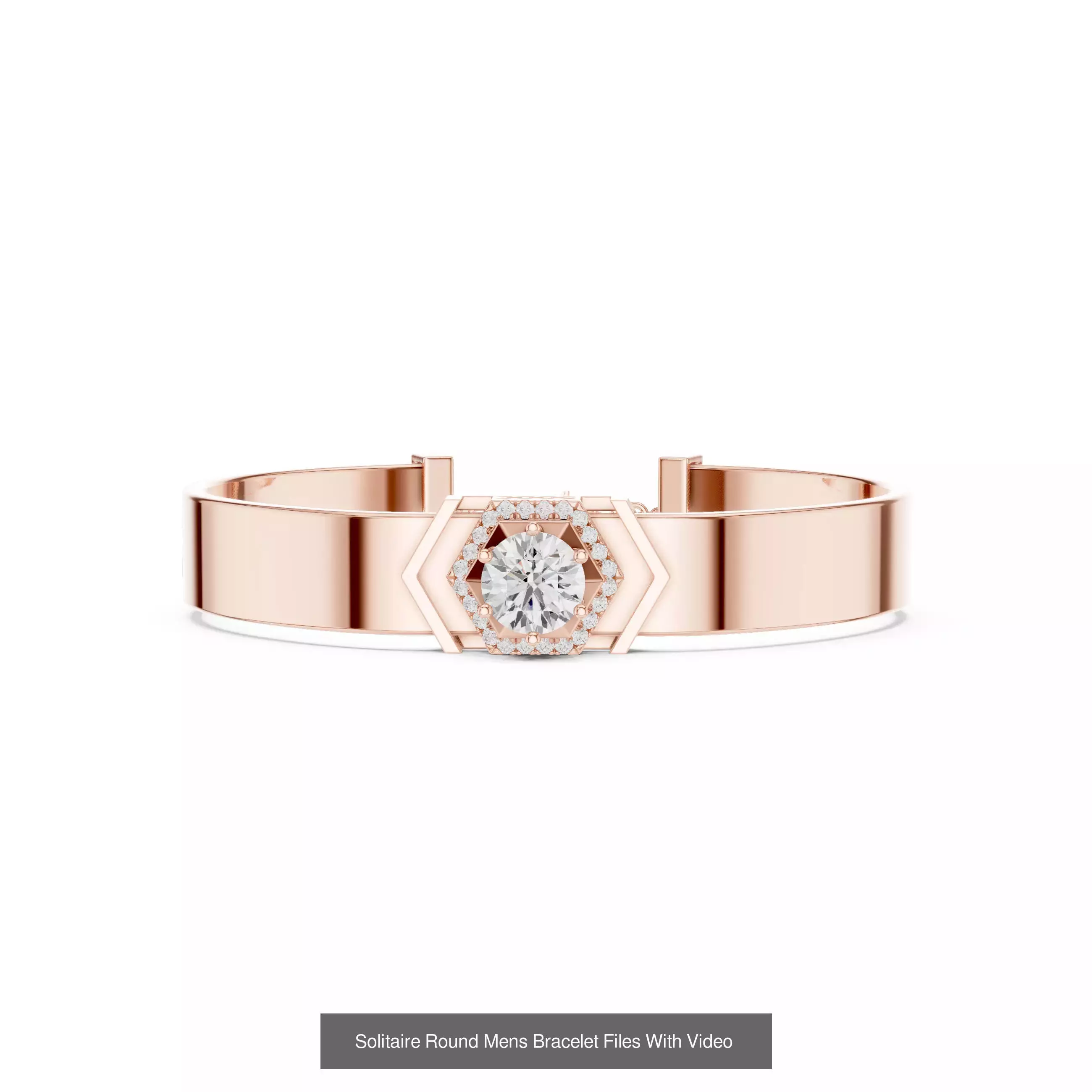 Men Diamond Bracelet with 3DM STL Files and 3 Color Render Video 3D Model Collection_5