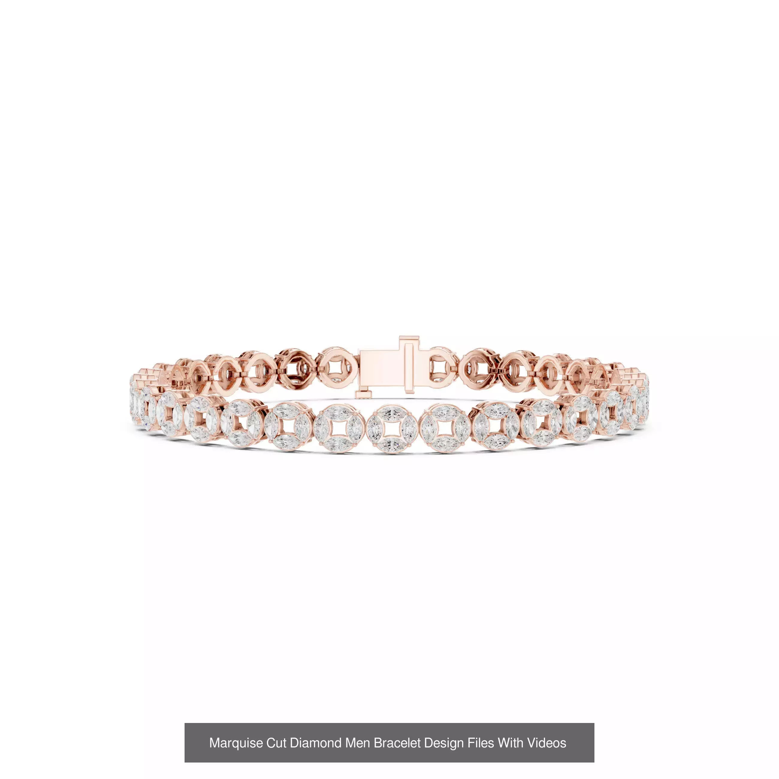 Men Diamond Bracelet with 3DM STL Files and 3 Color Render Video 3D Model Collection_11