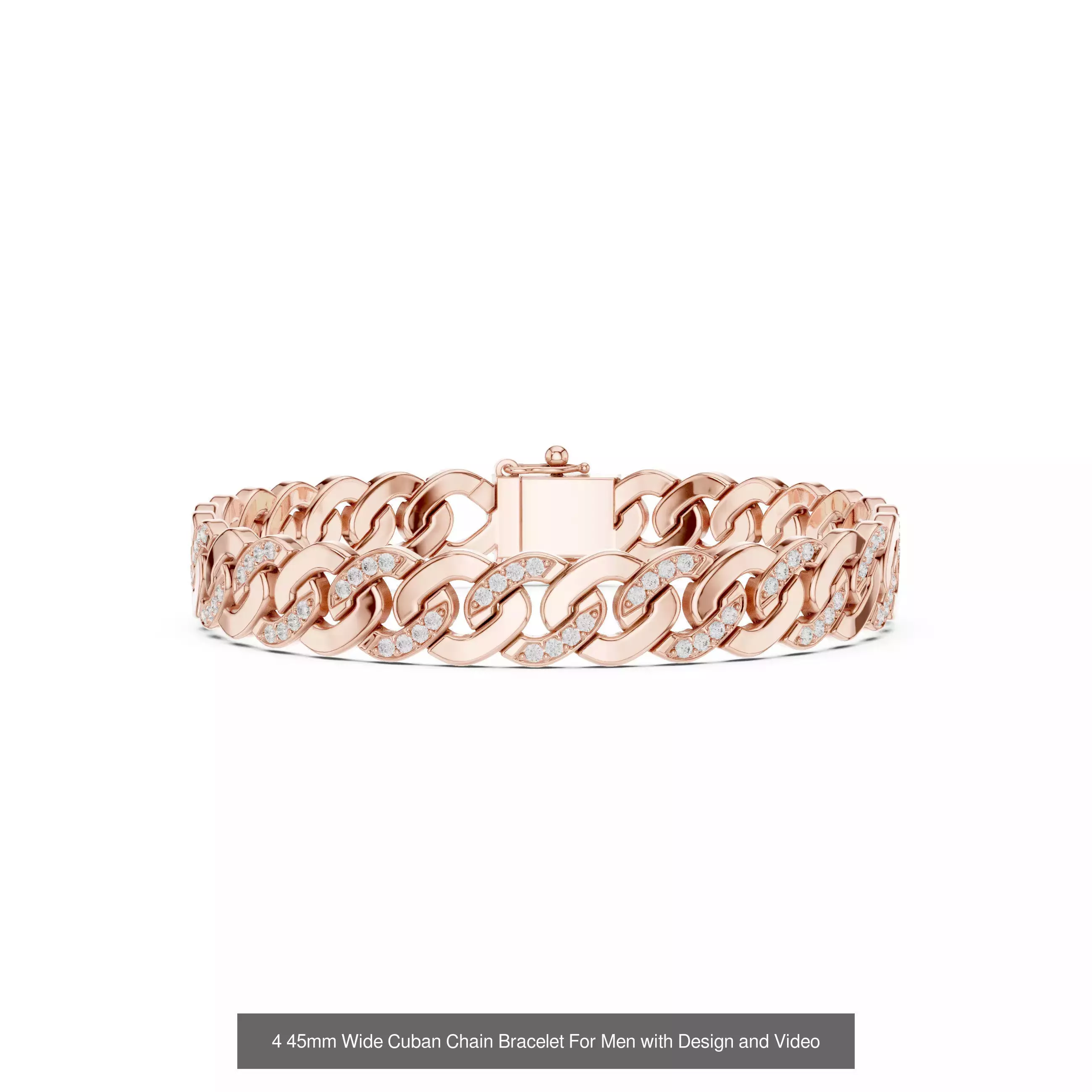 Men Diamond Bracelet with 3DM STL Files and 3 Color Render Video 3D Model Collection_9