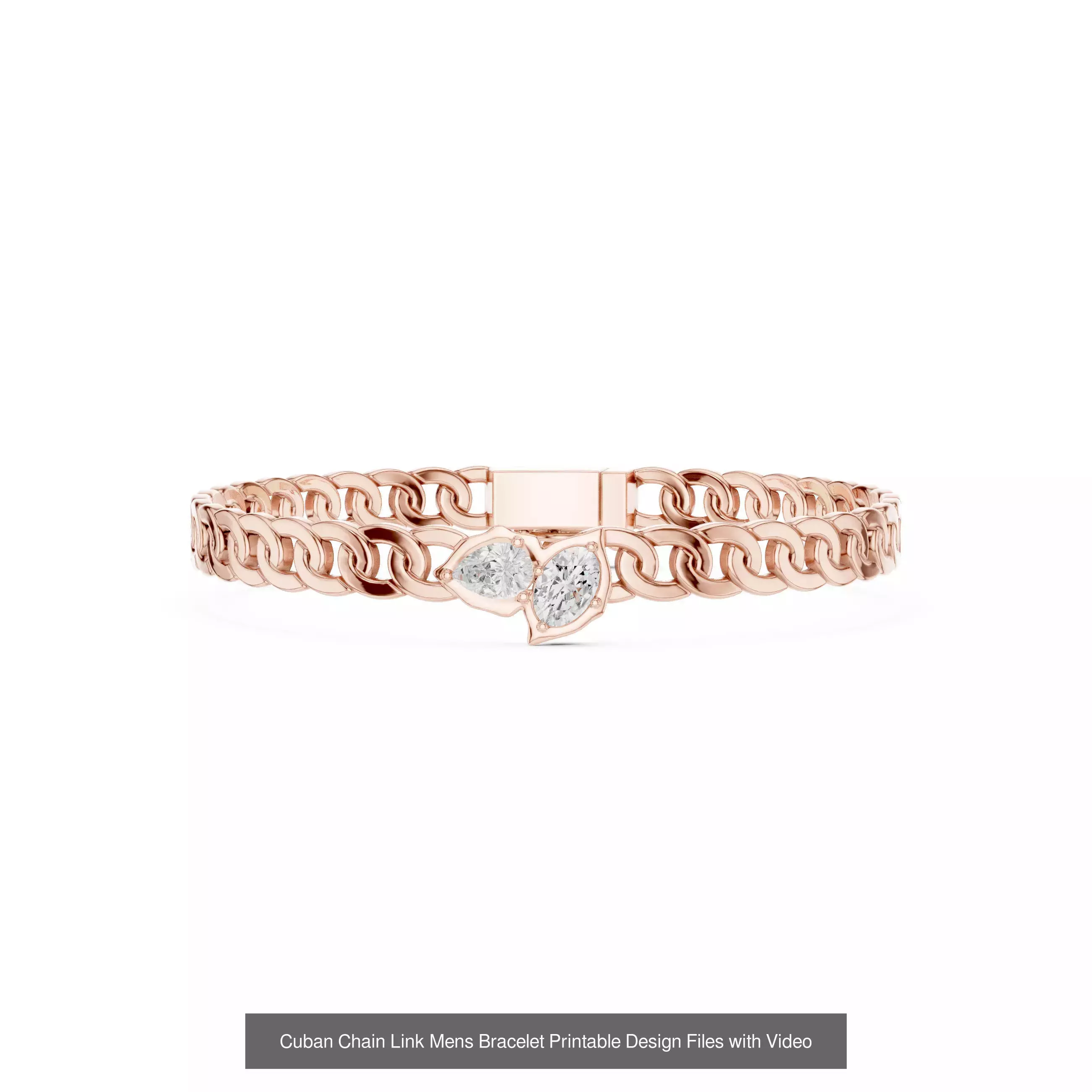 Men Diamond Bracelet with 3DM STL Files and 3 Color Render Video 3D Model Collection_8