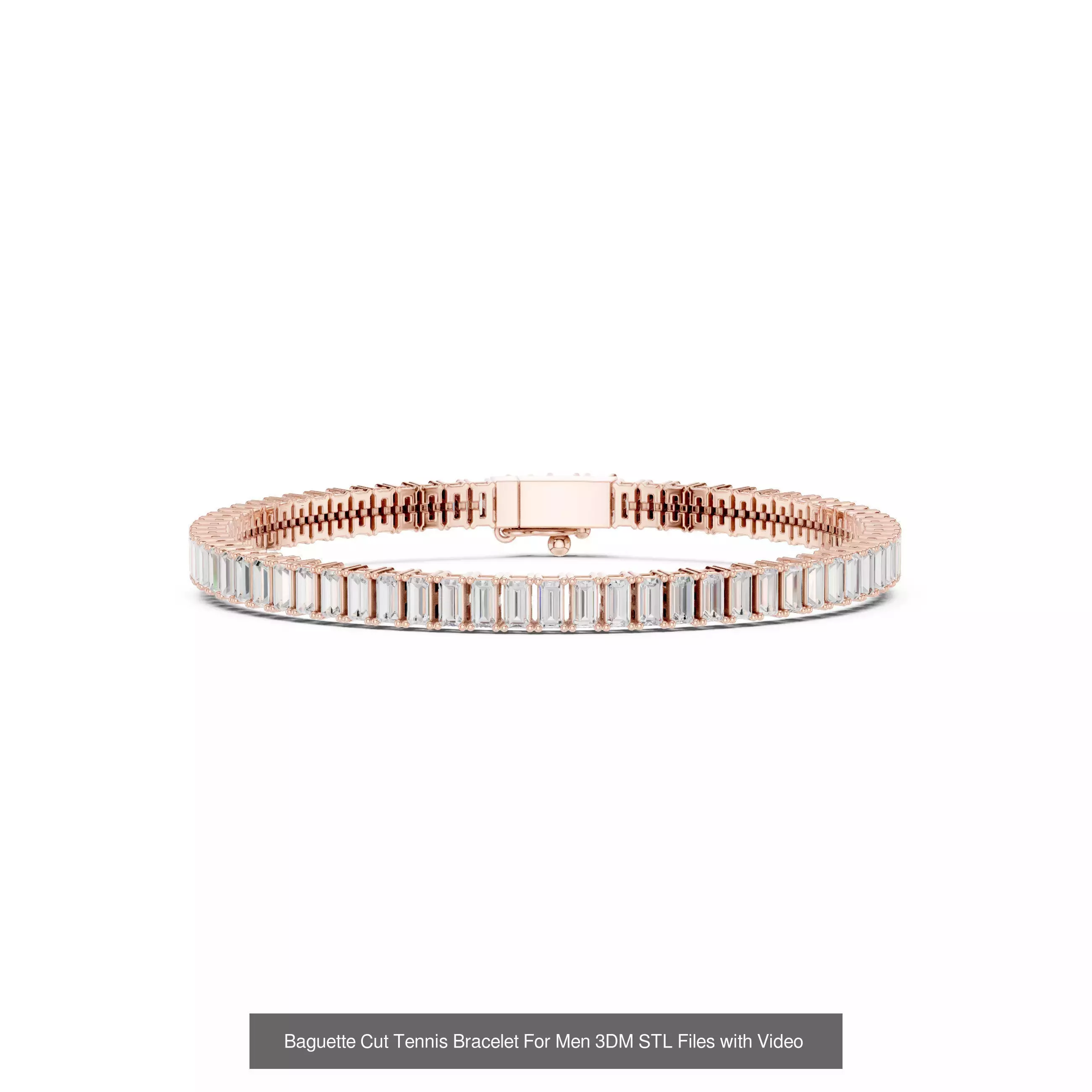 Men Diamond Bracelet with 3DM STL Files and 3 Color Render Video 3D Model Collection_3