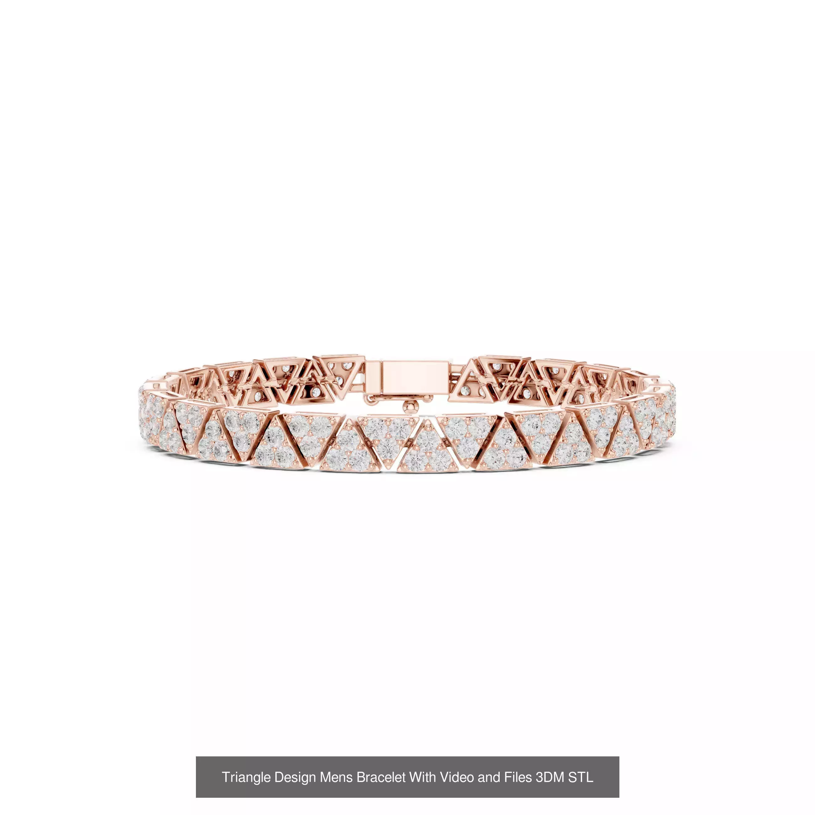 Men Diamond Bracelet with 3DM STL Files and 3 Color Render Video 3D Model Collection_6