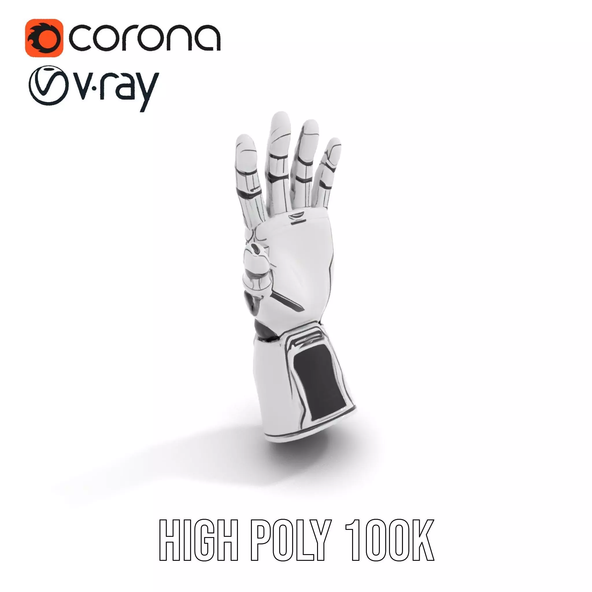 Futuristic Robotic Hand Model Pack High Precision Design Low-poly 3D model_11